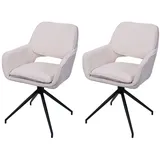 Mendler 2er-Set Esszimmerstuhl HWC-N74, Küchenstuhl, drehbar Auto-Return, Stoff Chenille (490g/m2) Öko-Tex ~ creme