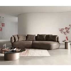 DELIFE Sofa Roya 320x140 cm Mikrofaser Taupe Vintage, Big Sofas