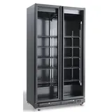 Glastürkühlschrank Getränkekühlschrank 2 Glastüren innen und außen schwarz - LED