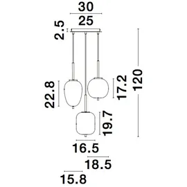 Nova Luce Lato 1-flg. 60 cm schwarz, weiß