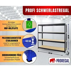 Proregal Schwerlastregal Holz 200 x 180 x 60 cm schwarz unbestückt