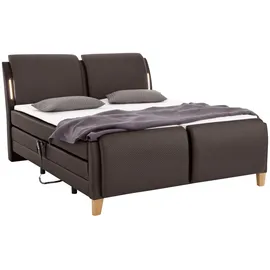 Home Affaire Boxspringbett HOME AFFAIRE "Messina2", braun (mocca), B:166cm L:240cm, Holzwerkstoff, Kunstleder, Massivholz, Komplettbetten, Boxspringbett, Liegekomfort elektrisch Verstellbar