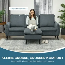 Homcom Ecksofa mit Schlaffunktion Sofa mit Fußhocker, 3 Wurfkissen, Eckcouch L-Form Couch für Wohnzimmer, Sofas & Couches, Wohnlandschaften, Ecksofas