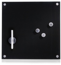 Zeller Glas Memoboard, Als Magnettafel nutzbar und komplett beschreibbar, Maße: 40 x 40 cm, schwarz