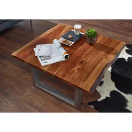Massivmoebel24 Couchtisch Akazie Braun 90 x 90 x 45 cm