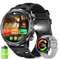 BENYAR SMART-Smartwatch Herren mit 1000mAh Akku, 1,7'' Großes Display Militär Smart Watch mit LED-Taschenlampe/100+ Sportmodi Fitnessuhr, SpO2/Herzfrequenz/Schlafmonitor für Android iOS Schwarz Grau