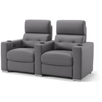 Sofanella 2-Sitzer Leder Bari, Relaxsofa, Designsofa, Designer Couch, Italienisches Sofa, 2er Sofa grau