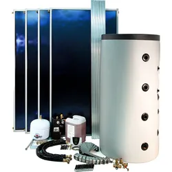 Solaranlage SUNSET "»SUNone 6 HZ/2F«", schwarz (baumarkt), Solarmodule, inkl. 600 Liter-Hygiene-Speicher zur BW-Erwärmung und HZ-Unterstützung