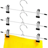 Hosenbügel - 3er Set - Platzsparend - Metall - Kleiderbügel Silber mit Clips - Silber
