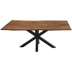 SAM® Esstisch Baumkante massiv Akazie nussbaum 180 cm Spider-Gestell schwarz QUINCY