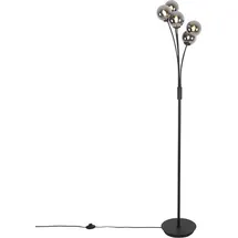 QAZQA Moderne Stehlampe schwarz 5-Licht mit Rauchglas - Athen