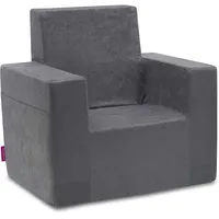 Badum - Kindersessel ab 2 Jahre - Kinder Sessel - Stabil, Bequem, aus Schaumstoff, mit Griff, Tasche - Abnehmbarer Bezug, Waschbar - Geschenk zum Geburtstag für Mädchen, Junge - Grau