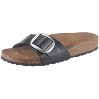 BIRKENSTOCK Damen Madrid Big Buckle Graceful Licorice, Birko Flor FLIP Flops, Schwarz, 36 EU Schmal - 36 EU Schmal