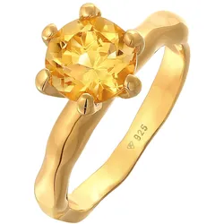 Elli Citrine Solitär Organic Design Elegant 925 Silber Ringe   Damen 