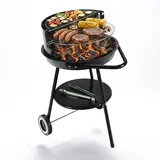 Relaxdays Holzkohlegrill mit Rollen schwarz
