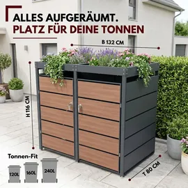Albatros Mülltonnenbox 2er 120 x 240 cm anthrazit