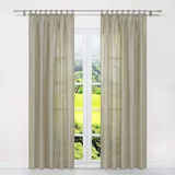 SCHOAL Gardinen Wohnzimmer mit Kräuselband Halbtransparente Vorhänge Gardinenschal Wohnzimmer Fensterschal Uni Sand 1 Stück)