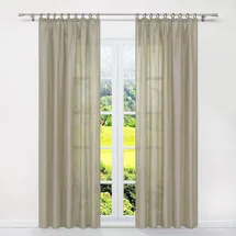 SCHOAL Gardinen Wohnzimmer mit Kräuselband Halbtransparente Vorhänge Gardinenschal Wohnzimmer Fensterschal Uni Sand 1 Stück)