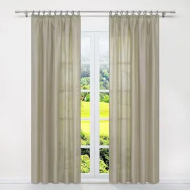 SCHOAL Gardinen Wohnzimmer mit Kräuselband Halbtransparente Vorhänge Gardinenschal Wohnzimmer Fensterschal Uni Sand 1 Stück)
