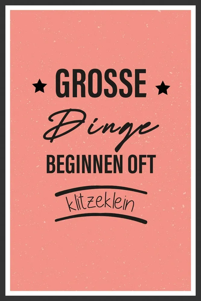 Metallbild QUEENCE "Große Dinge", schwarz (farbe bild(er): schwarz), B:45cm H:30cm, Stahl, Metall, Bilder, Stahlschild, Blechschild, Spruch, Motivation