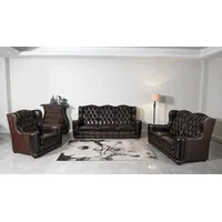 Edle Chesterfield XL Sofagarnitur 3/2/1 Watford Leder Polstergarnitur UVP*7.490
