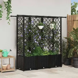 vidaXL Hochbeet mit Rankgitter und Dach 163,5 x 40 x 138 cm Schwarz