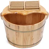 JUBOUEL Fußmassagegerät Holz-Fußeimer Fuß-Spa-Massagegerät Pediküre-Wanne Fußbadewanne, Praktische Fußwanne Badezimmer Fußwaschfass Massagegeräte 1-tlg., 1 x Fußbadebecken 1 x Fußmassagegerät 1 x Deckel