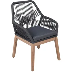 Elegante Akazienstühle mit Komfort-Sitzauflage, 4er Set, grau