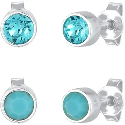 Elli Set Kristalle blau Basic 925 Silber Ohrringe   Damen 