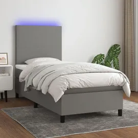 vidaXL Boxspringbett mit Matratze & LED Dunkelgrau 80x200 cm Stoff