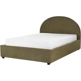 Beliani Bett mit Stauraum Bouclé VAUCLUSE 140 x 200 cm Olivgrün