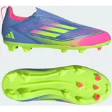 F50 League Laceless Kids FG/MG Fußballschuh - Blue Fusion / Lucid Lemon / Lucid Pink - 28
