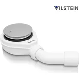 VILSTEIN VILSTEIN® Duschwannen Siphon [90mm] Duschablauf mit Geruchsverschluss und Haarsieb, Ablaufgarnitur Set Dusche, Chrom