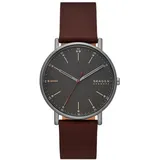 Skagen Herrenuhr Signatur Quartz/3 Zeigerwerk 40 mm Gehäusegröße mit einem Lederarmband SKW6860