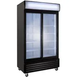 GastroHero Getränkekühlschrank ECO 1000 mit Schiebetüren und Leuchtaufsatz Gastronomiebedarf