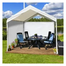 Relaxdays Seitenteile für Pavillon, 2er Set, 3x2 m, wasserdicht, ohne Fenster, Klettverschluss, PE Seitenwand, weiß