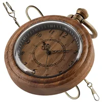 Tiong Vintage Holz Quarz Taschenuhr Handgemachte Bambus Holz Antike Taschenuhren mit Kette Männer Anhänger mit Geschenkbox