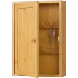 Relaxdays Schlüsselkasten, Hellbraun, Holz, Metall, 19.5x27x6 cm, Garderobe, Schlüsselboards & -kästen
