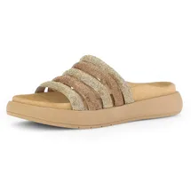 Gabor Pantolette GABOR, Damen, Gr. 43, gold (goldfarben, roségoldfarben), Textil, Schuhe Pantolette, Plateau, Sommerschuh, Schlappen in funkelnder Optik