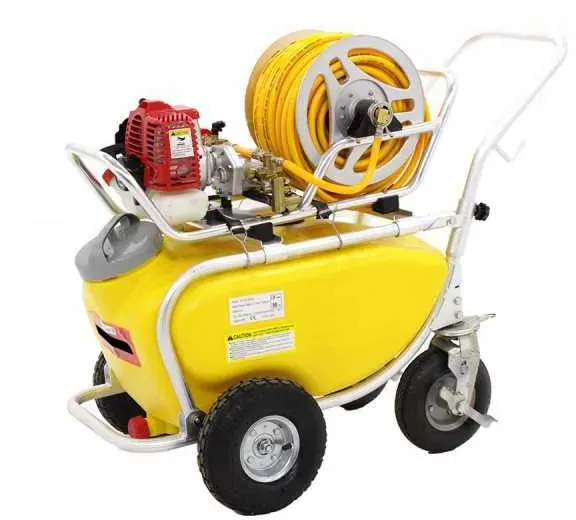Membranpumpe GeoTech SP 1050 2S aus Aluminium auf Wagen mit 2-Takt Motor - Öl-Benzin-Gemisch
