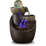 Zen'Light - Zimmerbrunnen Malla Wasserfall Krug Wasserwand Naturstein-Effekt mit farbigem LED-Licht - Zen Innendekoration, Elegant und entspannend - Tischbrunnen - H 28 cm