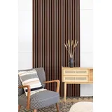 Leiste24 Akustikpaneel - Lamellenverkleidung - Wandverkleidung - 2600 x 400 mm - Akustikfilz Schwarz - Lamellendekor Autumn