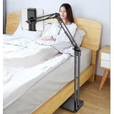 2 in 1 Tablet Stand Holder Adjustable for Bed Desk Phone Stand Holder Floor Stand for 4.6-11.9 Inch iPad, iPhone, Samsung Galaxy Tablet Black