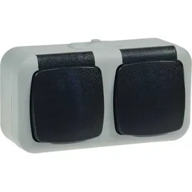 ChiliTec Doppelsteckdose IP44 Aufputz grau 1 St.