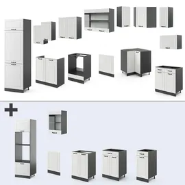 Vicco Winkelküche R-Line L-Form 287 cm Weiß Landhaus/Anthrazit