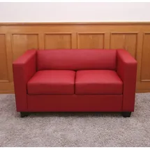 Mendler 2er Sofa Couch Loungesofa Lille ~ Kunstleder, rot