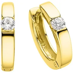 Paar Creolen "Schmuck Geschenk Silber 925 Klappcreole", gold (gelbgoldfarben, kristallweiß, kristallweiß), ANISTON JEWELRY & WATCHES, Ohrringe, Damen, Silber 925 (Sterlingsilber), mit Zirkonia (synth.)