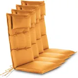 Aspero Hochlehnerauflage 4 Hochlehner Stuhlauflagen Sitzpolster, (Set), Wasserdicht grau|orange
