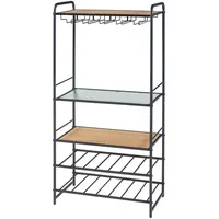 [en.casa] Weinregal Hustadvika 120 x 61 x 33 cm Schwarz/Eiche