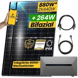 880W Bifazial Balkonkraftwerk mit Speicher Komplett Set inkl. 800W integrietem Wechselrichter mit Anker Solix E1600 Pro Solarspeicher PV Solaranlage